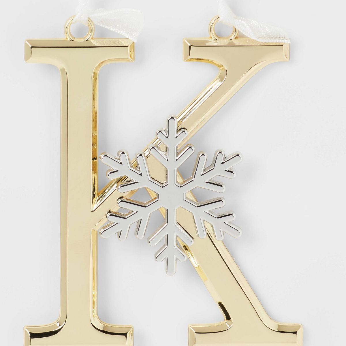Metal Monogram Letter with Snowflake Christmas Tree Ornament Gold - Wondershop™ | Target