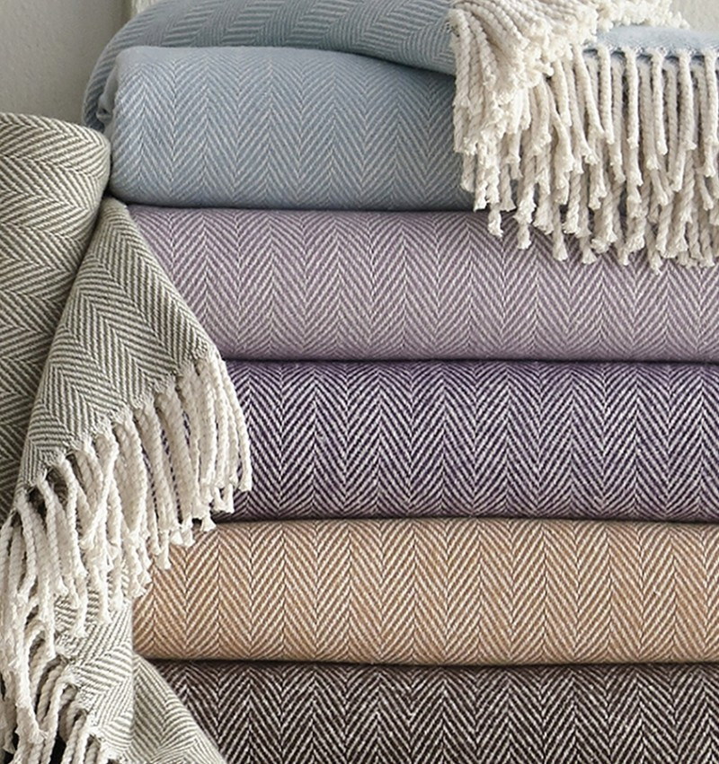 Celine Throw in Chocolate | Luxury Herringbone Throw Blanket | SFERRA | SFERRA Fine Linens