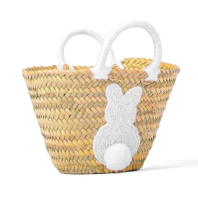 Personalized Easter Basket - Handmade Bunny Baskets with Custom Name, Cute Rabbit and Colorful Po... | Amazon (US)