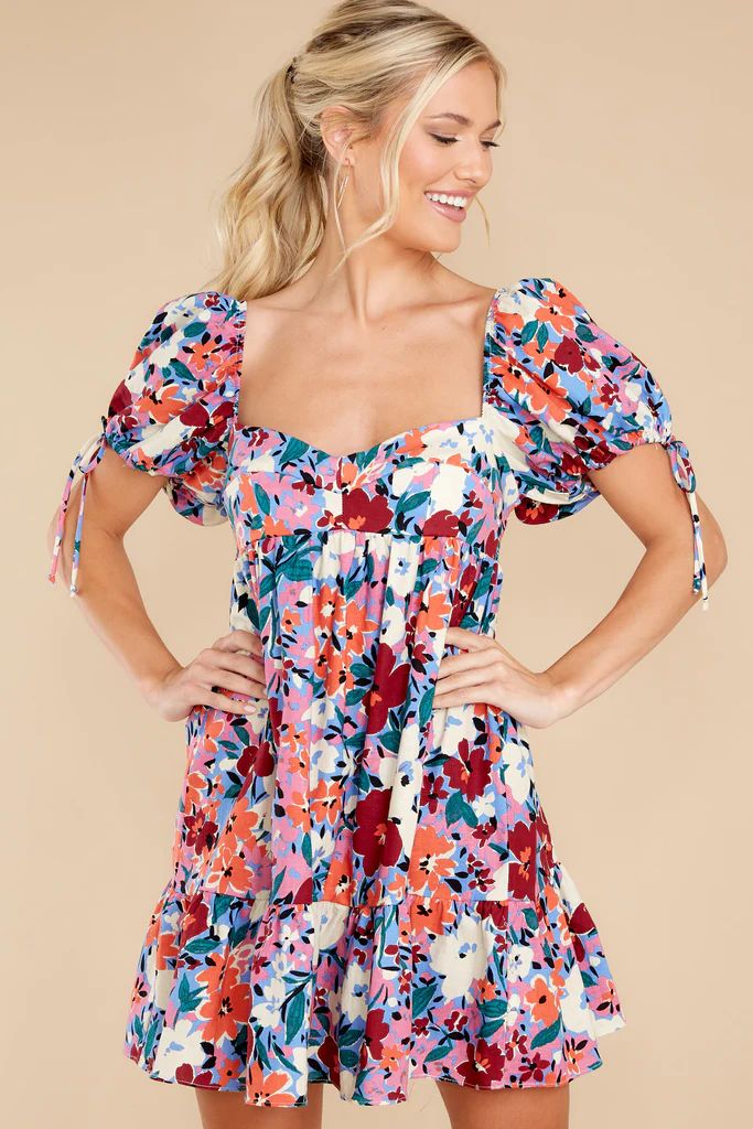 Happy To Hear Indigo Blue Multi Floral Print Dress | Red Dress 