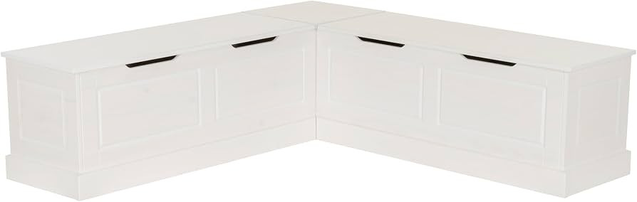 Harris White Solid Pine Backless Nook with Interior Storage by Linon | Amazon (US)