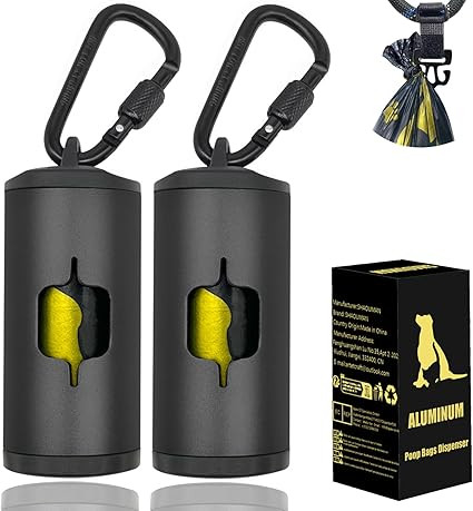 Metal Dog Poop Bag Holder 2-Pack w/Leash Clip|Durable Scratch-Resistant Aluminum|30 Bags+6 Access... | Amazon (US)
