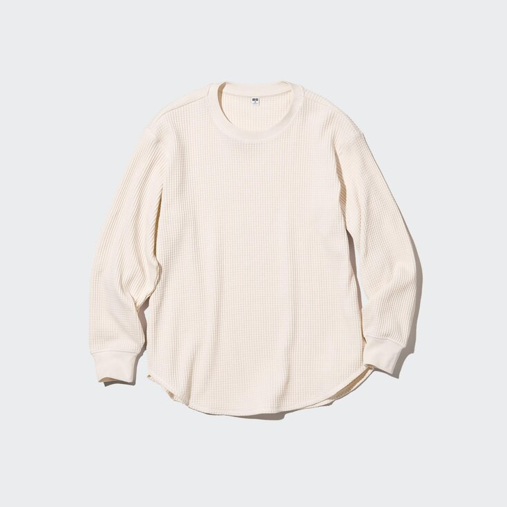 WOMEN WAFFLE CREW NECK LONG-SLEEVE T-SHIRT | UNIQLO (US)