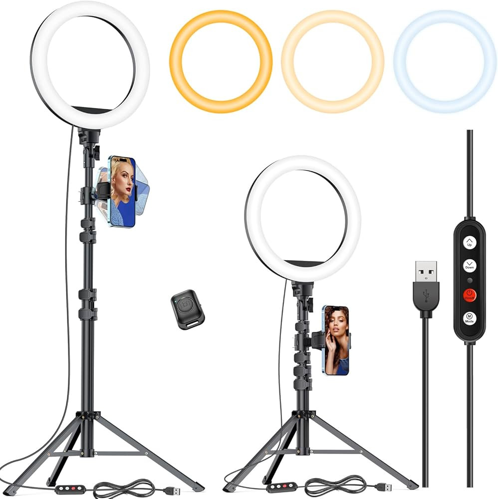 Kaiess 10.2" Selfie Ring Light with 65" Adjustable Tripod Stand & Phone Holder for Live Stream/Ma... | Amazon (US)