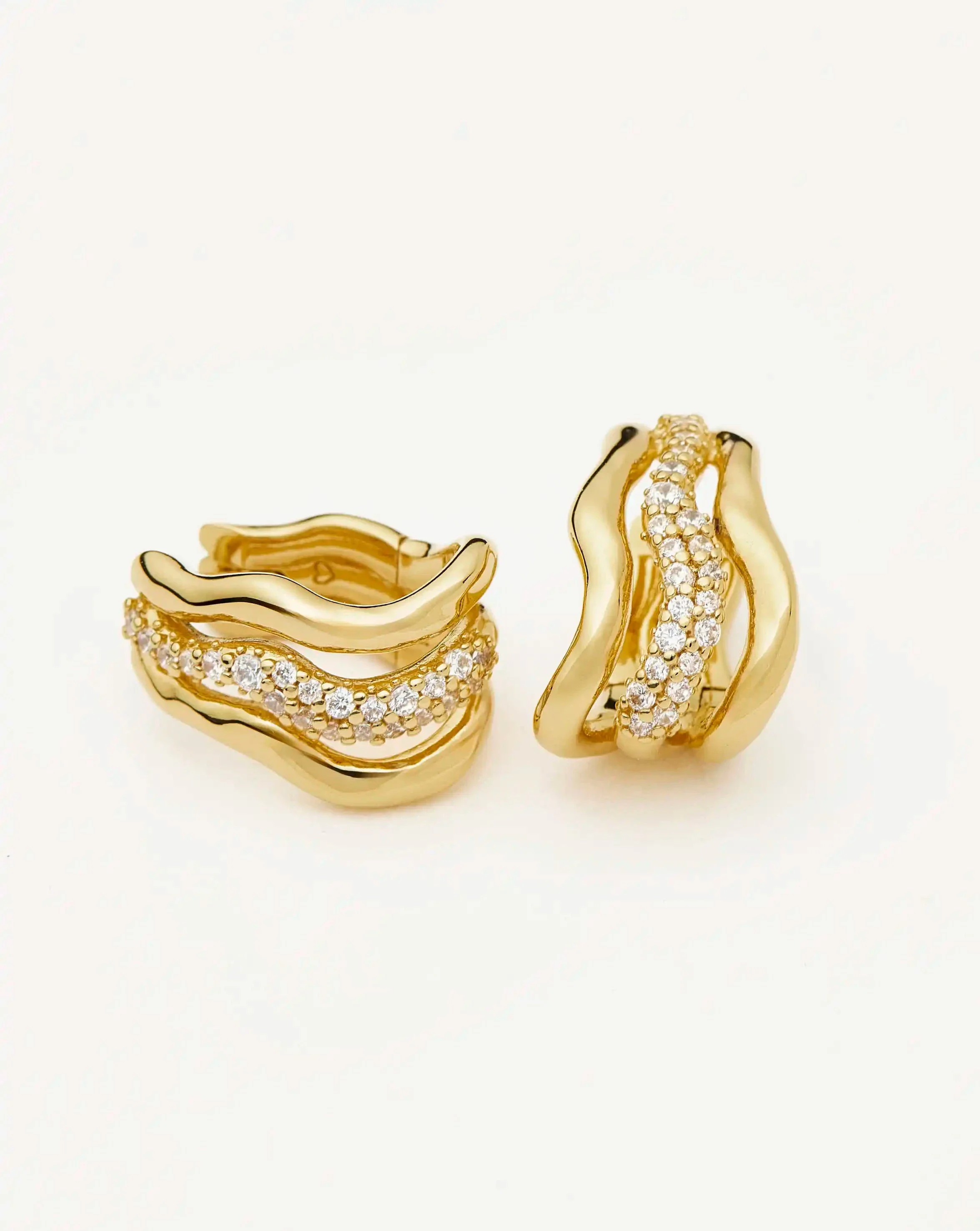 Molten Snow Triple Gold Small Hoop Earrings | Missoma UK | Missoma UK