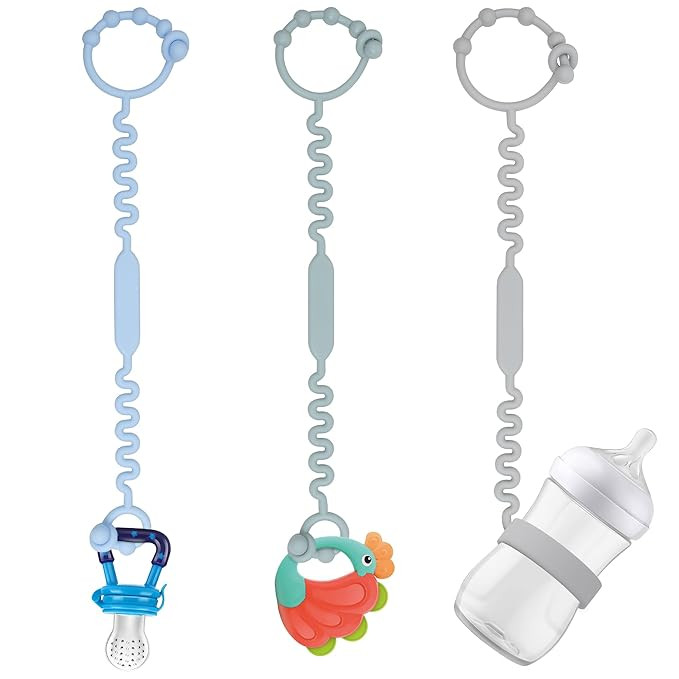Toy Straps, Pacifier Holder Clip with Self-Adjusting Bayonet, Pure Silicone Material Without BPA;... | Amazon (US)