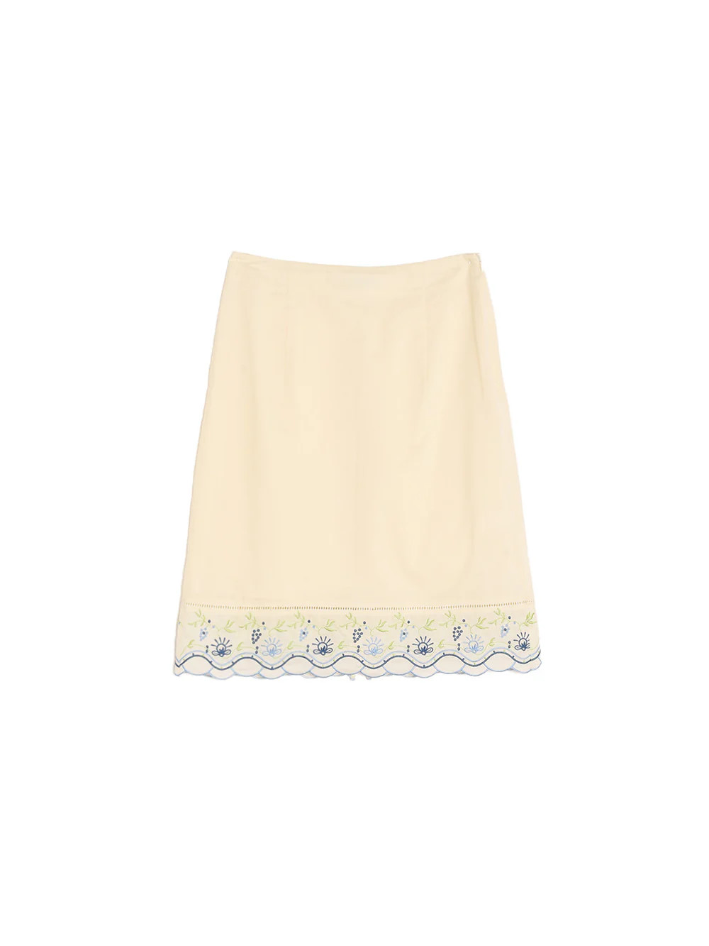 Annie Color Embroidery 100% Cotton Skirt | Simple Retro