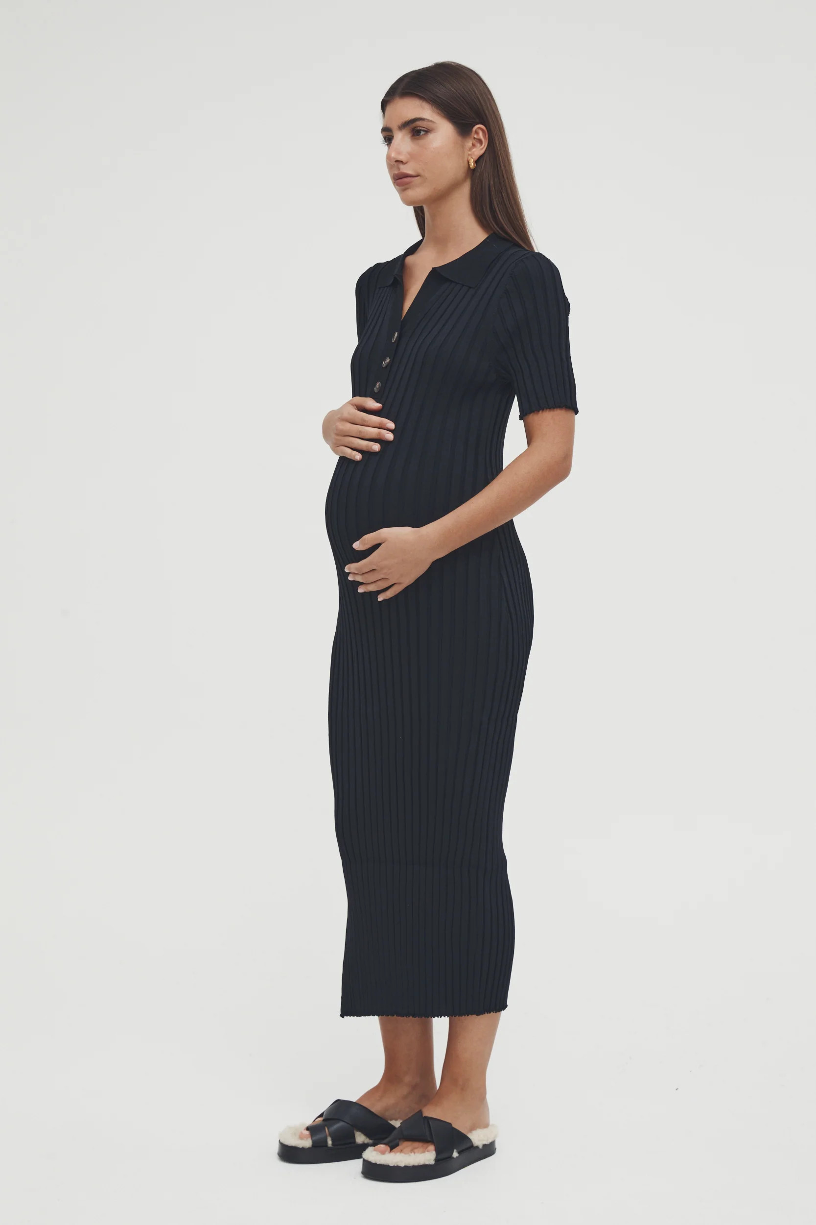 Luxe Polo Dress (Black) | Legoe Heritage Maternity APAC