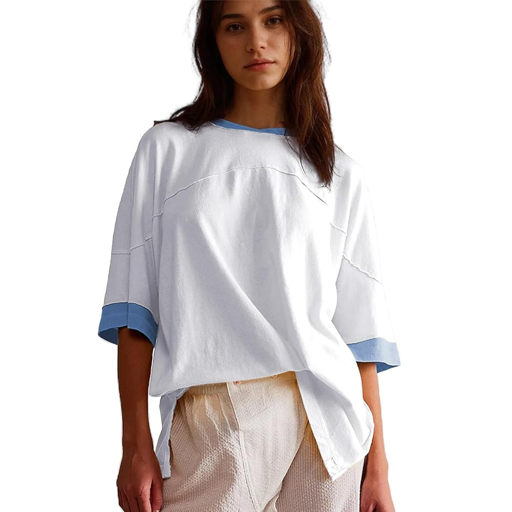 Songling Womens 3/4 Length Sleeve Casual Loose Fit Summer Tee Shirt Basics Cotton t Shirts Trendy... | Amazon (US)