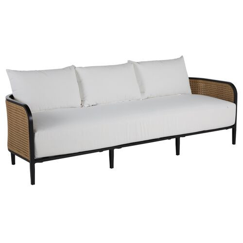 Havana Cane Outdoor Sofa - Black/Natural - Summer Classics | Couch, Settee - White - Comfortable, Durable | One Kings Lane