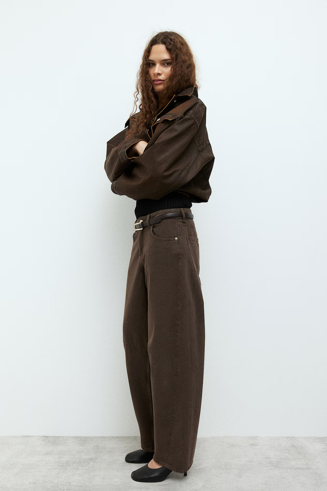 Barrel Regular Jeans - Brown - Ladies | H&M AU | H&M (AU)