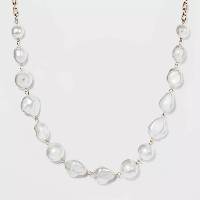 Glass Pearl Statement Necklace - A New Day™ Gold | Target