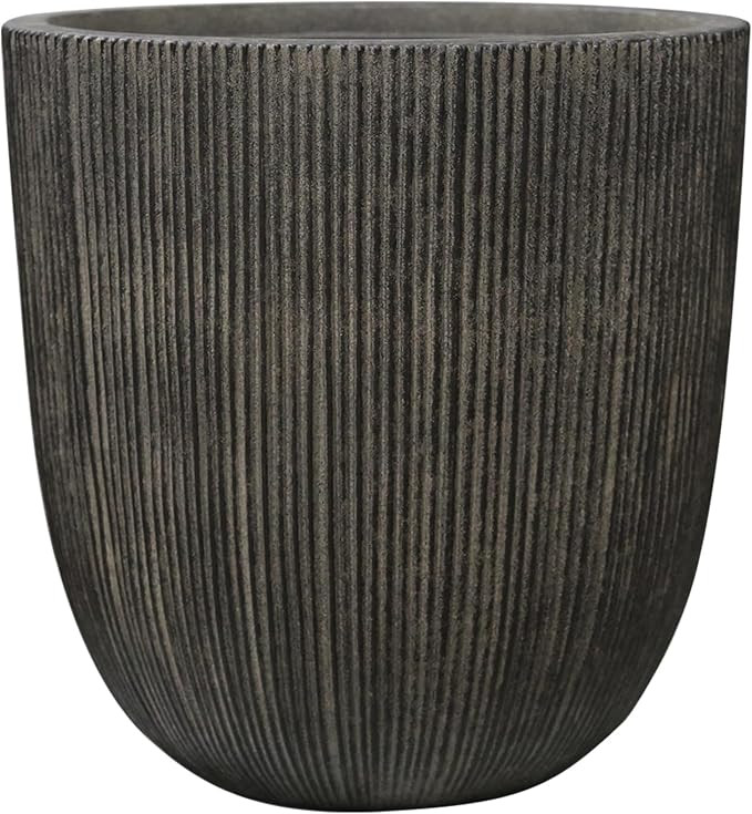 12.4"H Tall Tapered Ribbed Plastic Plant Pot with Drainage Hole & Plug | Durable & Weatherproof,I... | Amazon (US)