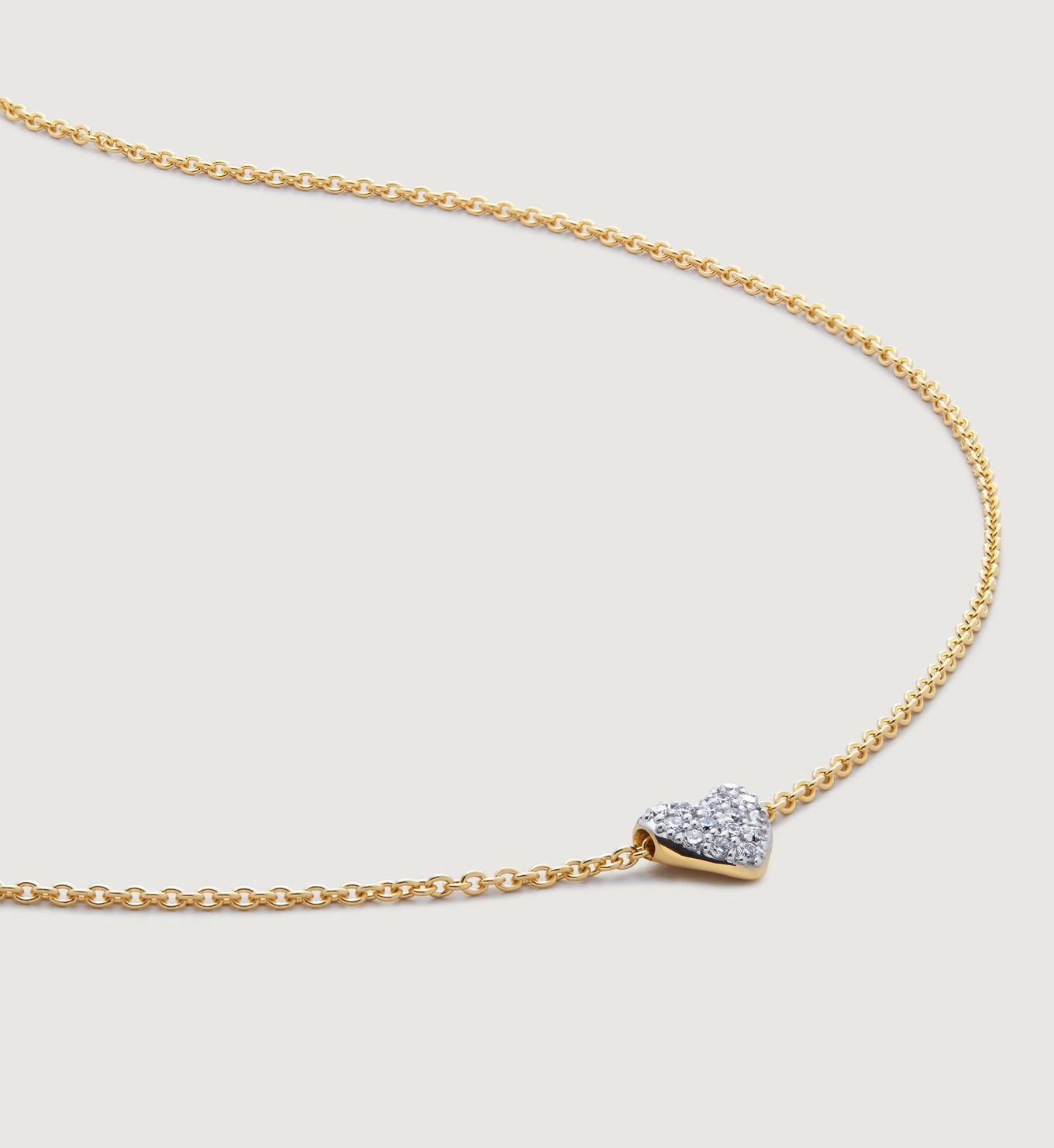 Lab Grown Diamond Heart Necklace Adjustable 41-46cm/16-18’ | Monica Vinader (Global)