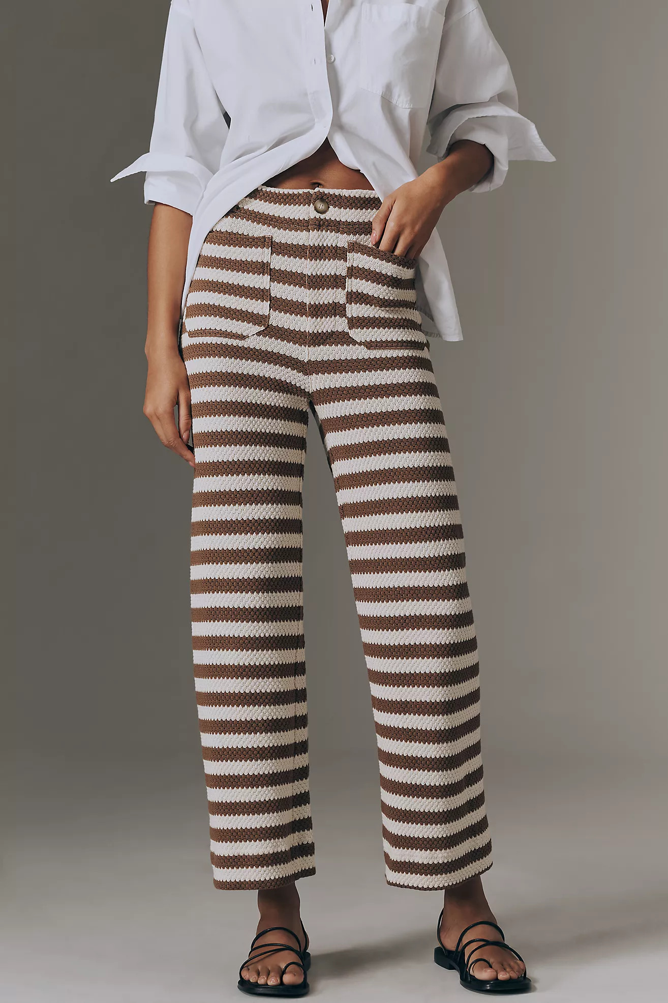 The Colette Striped Knit Crop Wide-Leg Pants by Maeve | Anthropologie (US)