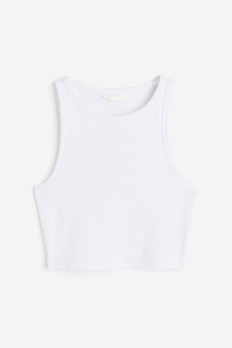 H & M - Cropped vest top - White | H&M (UK, MY, IN, SG, PH, TW, HK)