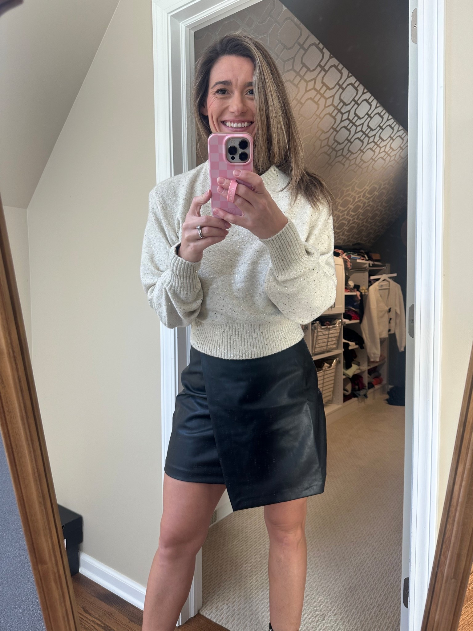 Faux leather skirt! 

#fauxleatherskirt #holidayoutfit 

#LTKHoliday #LTKFindsUnder50