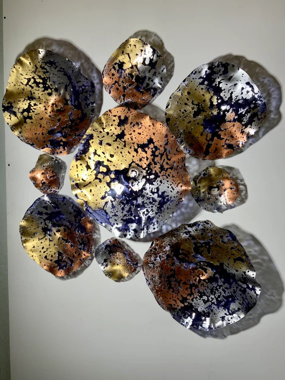 Wall Flower plate purple/copper/silver/gold recycled plastic like glass wall mount/indoor outdoor/wa | Etsy (US)