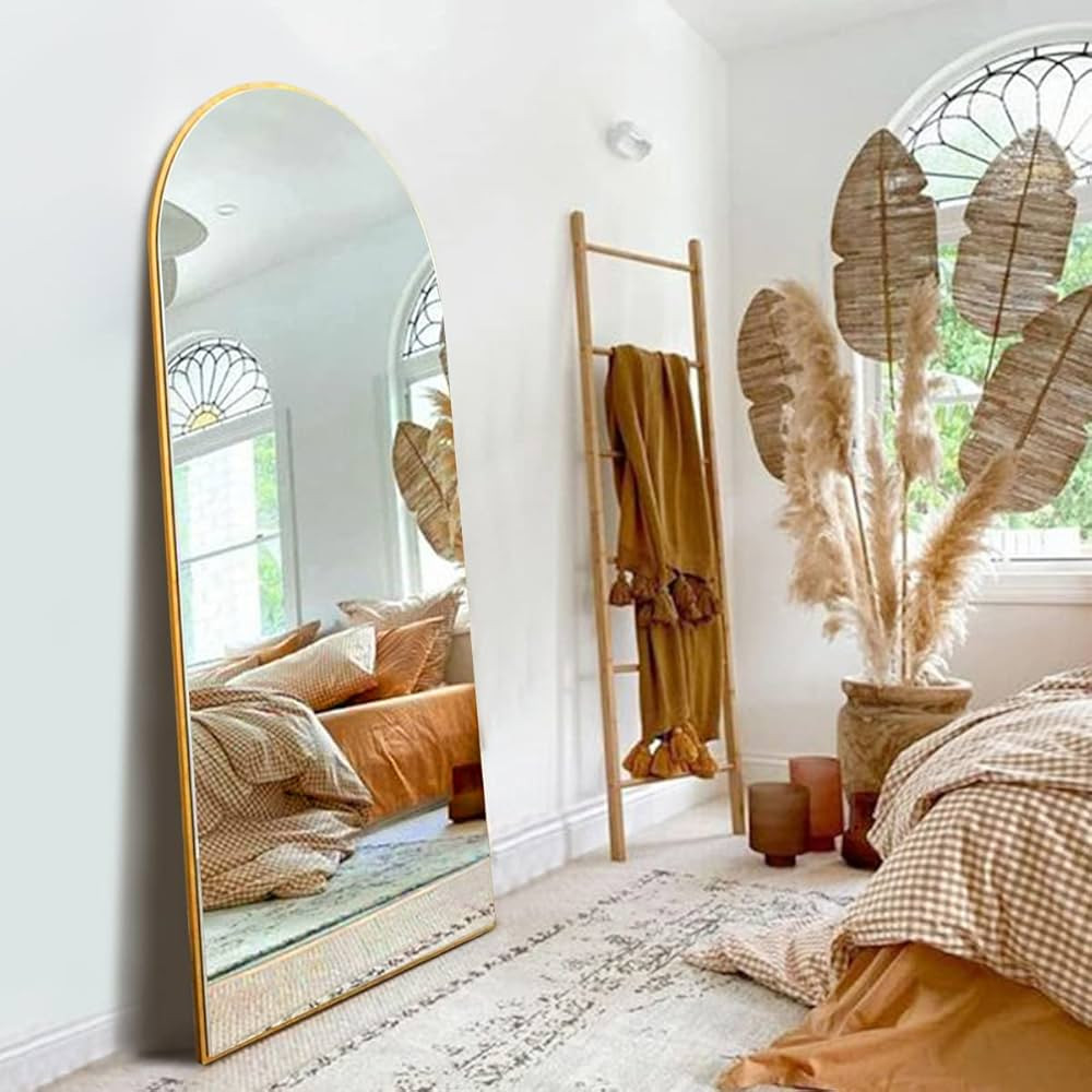ITSRG Floor Mirror Full Length, Arched Floor Mirror, Wall Mirror Full Length, Gold Mirror Full Le... | Amazon (US)