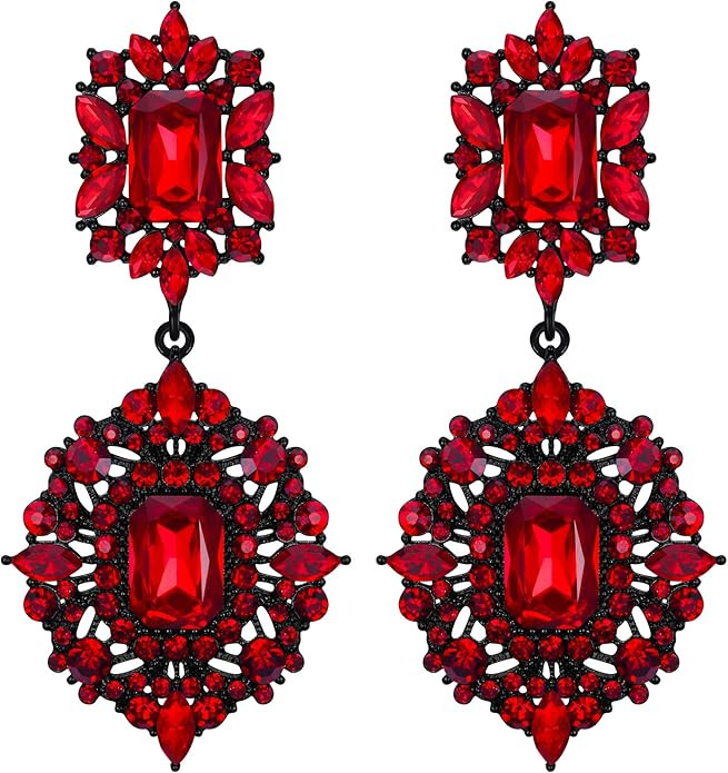 Flyonce Women's Rhinestone Crystal Wedding Art Deco Vintage Style Gatsby Chandelier Dangle Earrin... | Amazon (US)