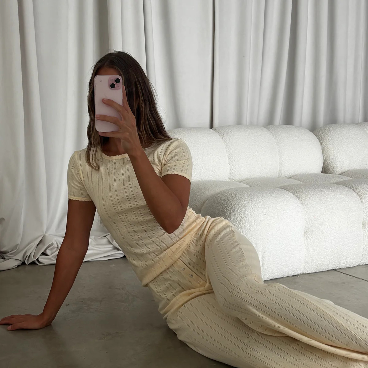 Mary 100% Cotton Lounge Set in Butter | Worth Collective