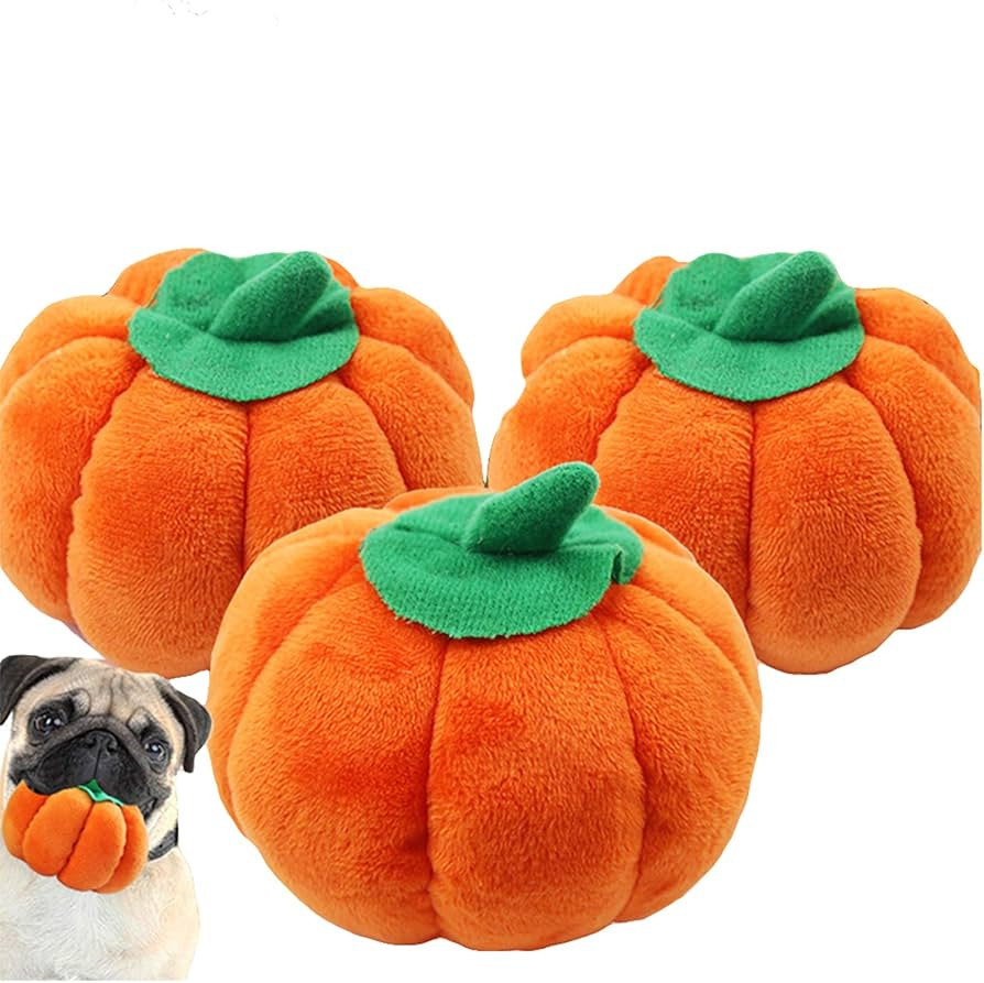 SEIS 3 Pcs Pumpkin Dog Chew Toys Pet Squeaky Toy Halloween Plush Cat Playing Toys (3 Pcs) | Amazon (US)