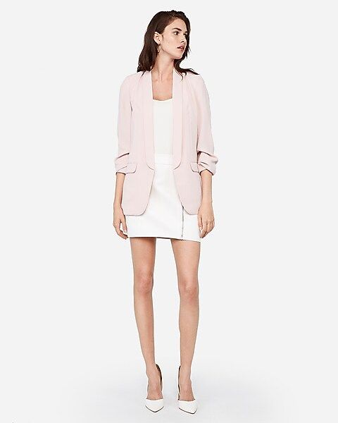 ruched sleeve boyfriend blazer | Express