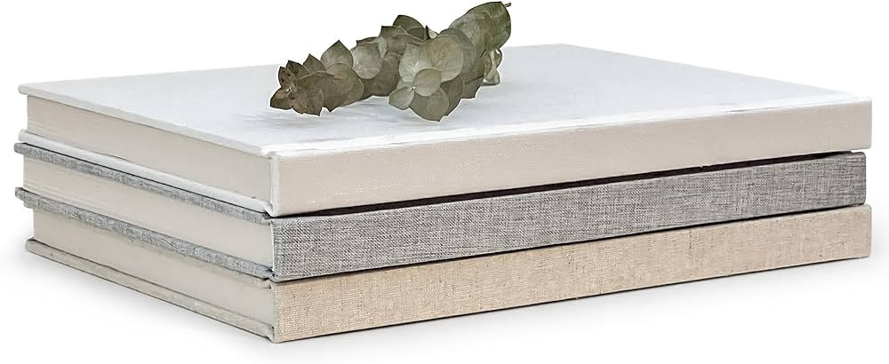 Decorative Book Set | Large Linen Covered Book Set | Set of 3 Real Fabric Hardcover Book for Deco... | Amazon (US)