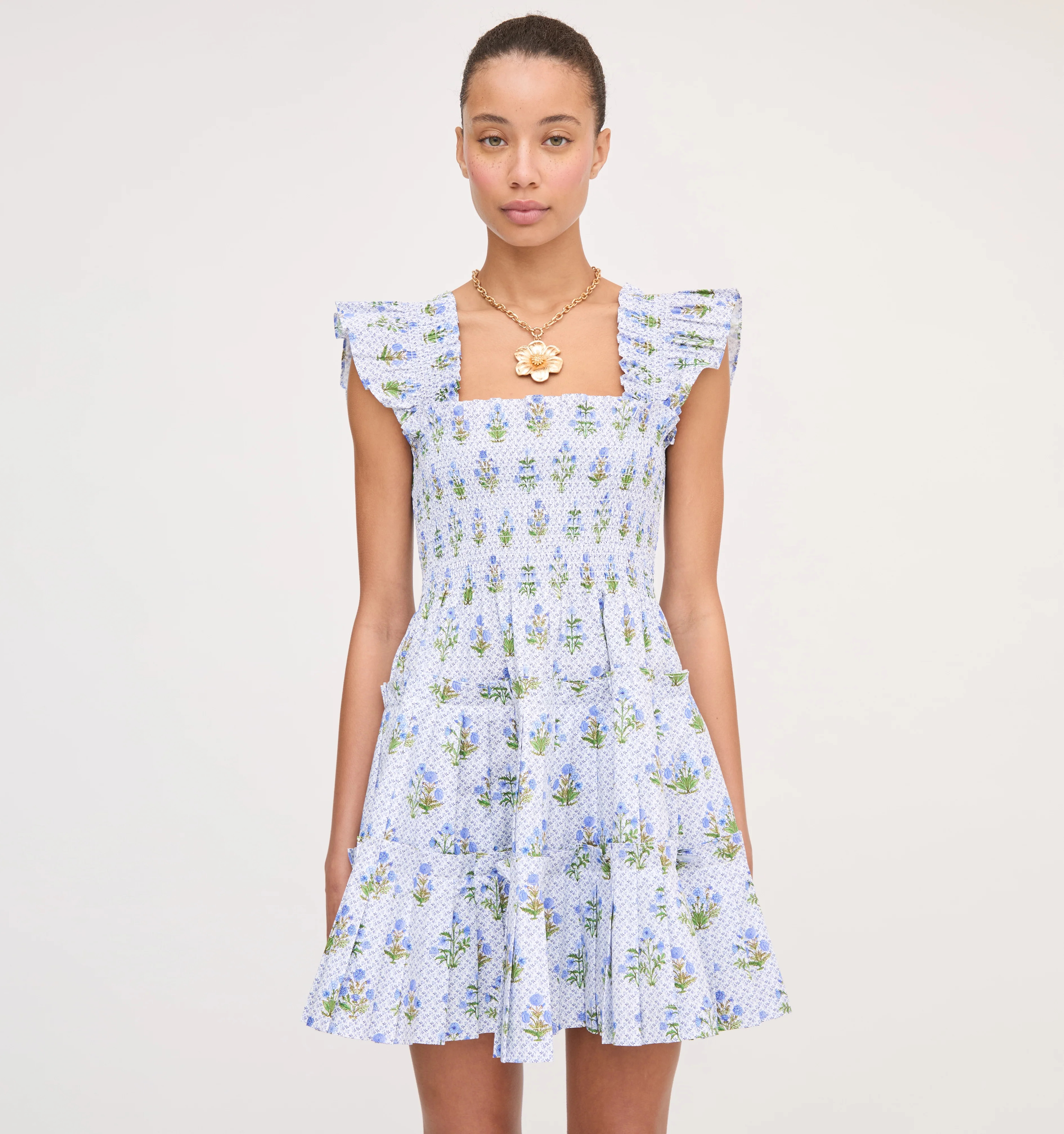 The Charlotte Nap Dress - Blue Block Print | Hill House Home US