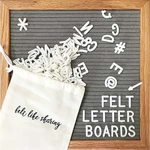 Gray Felt Letter Board 10x10 Inches. Changeable Letter Boards Include 300 White Plastic Letters & Oa | Amazon (US)
