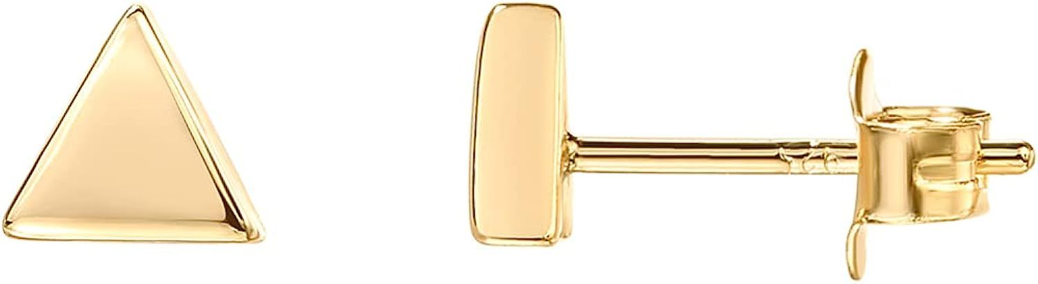 PAVOI 14K Gold Plated Sterling Silver Bar, Dot, Heart, Triangle, Star, Cat | Dainty Earrings for ... | Amazon (US)