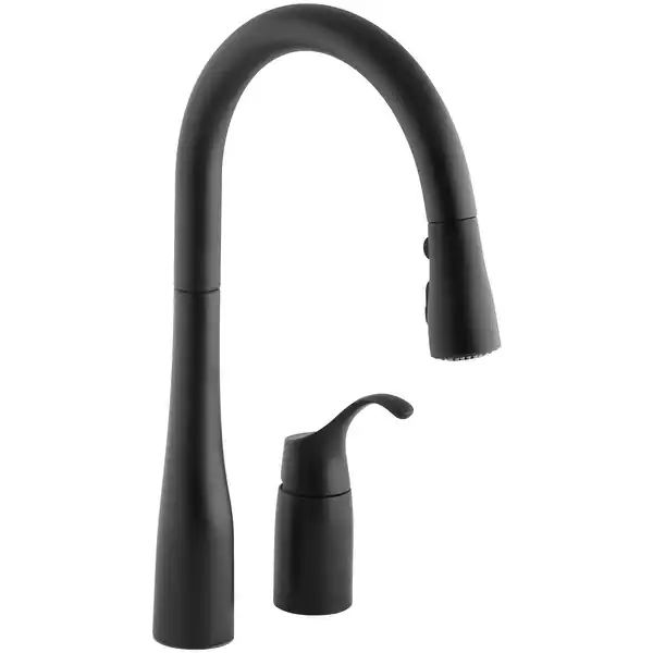 Kohler Simplice Two-Hole Kitchen Sink Faucet with 16-1/8" Pull-Down - Matte Black | Bed Bath & Beyond