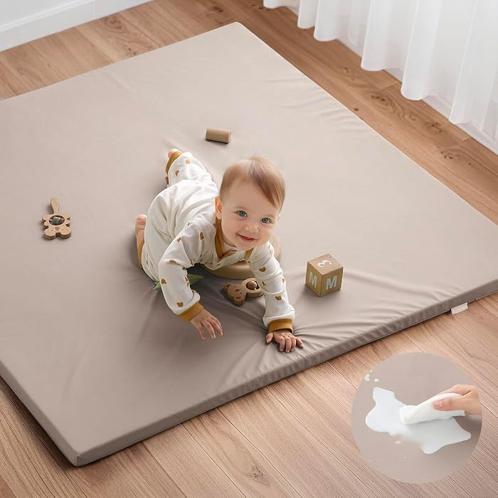 Blissful Diary Vegan Leather Baby Play Mat, 50''x50'', Taupe | Amazon (US)