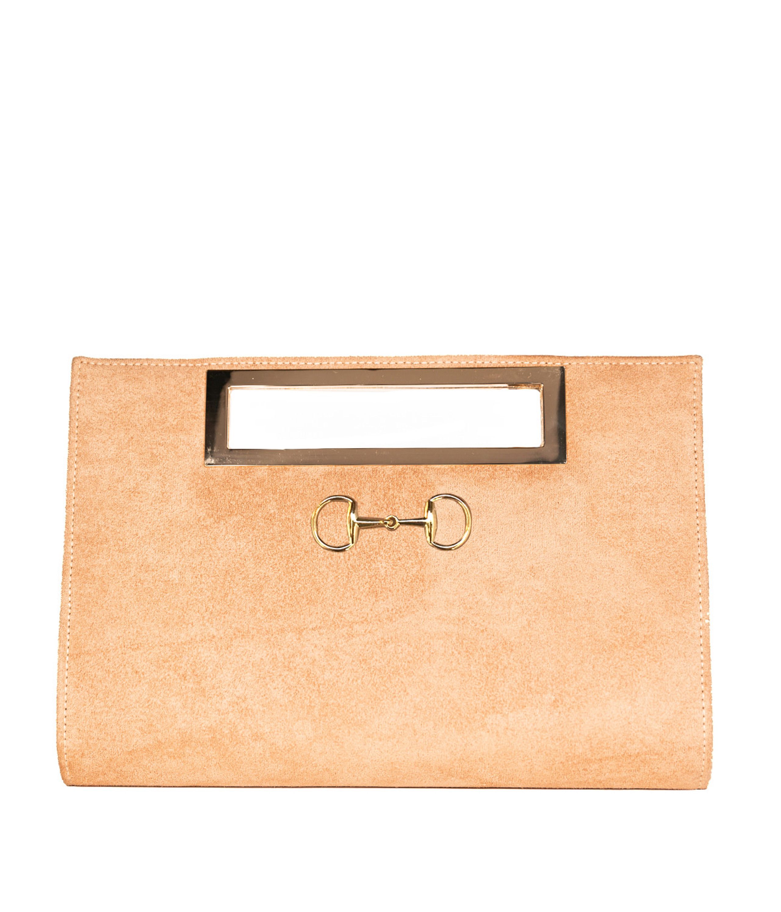 Chloe Suede Clutch - Gold Charm | Lisi Lerch Inc