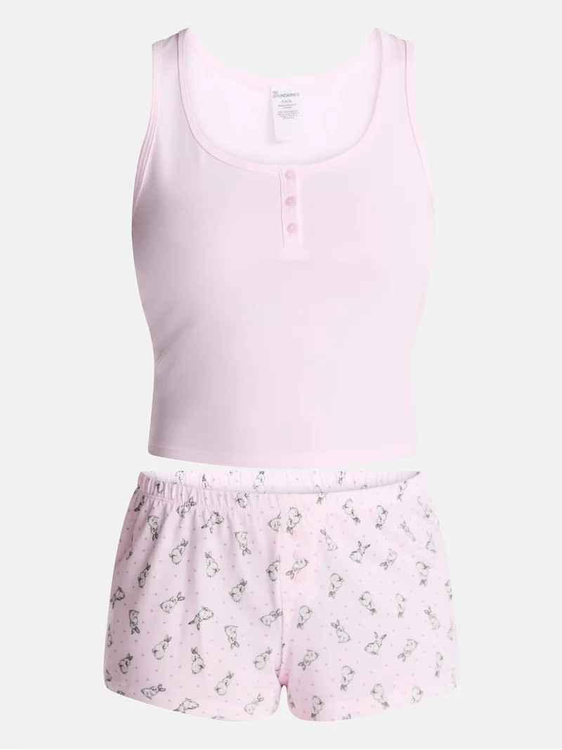 No Boundaries Cloud Core Sleepwear Tank Top and Shorts Sleep Set, 2-Piece, Women's XXS-3X | Walmart (US)