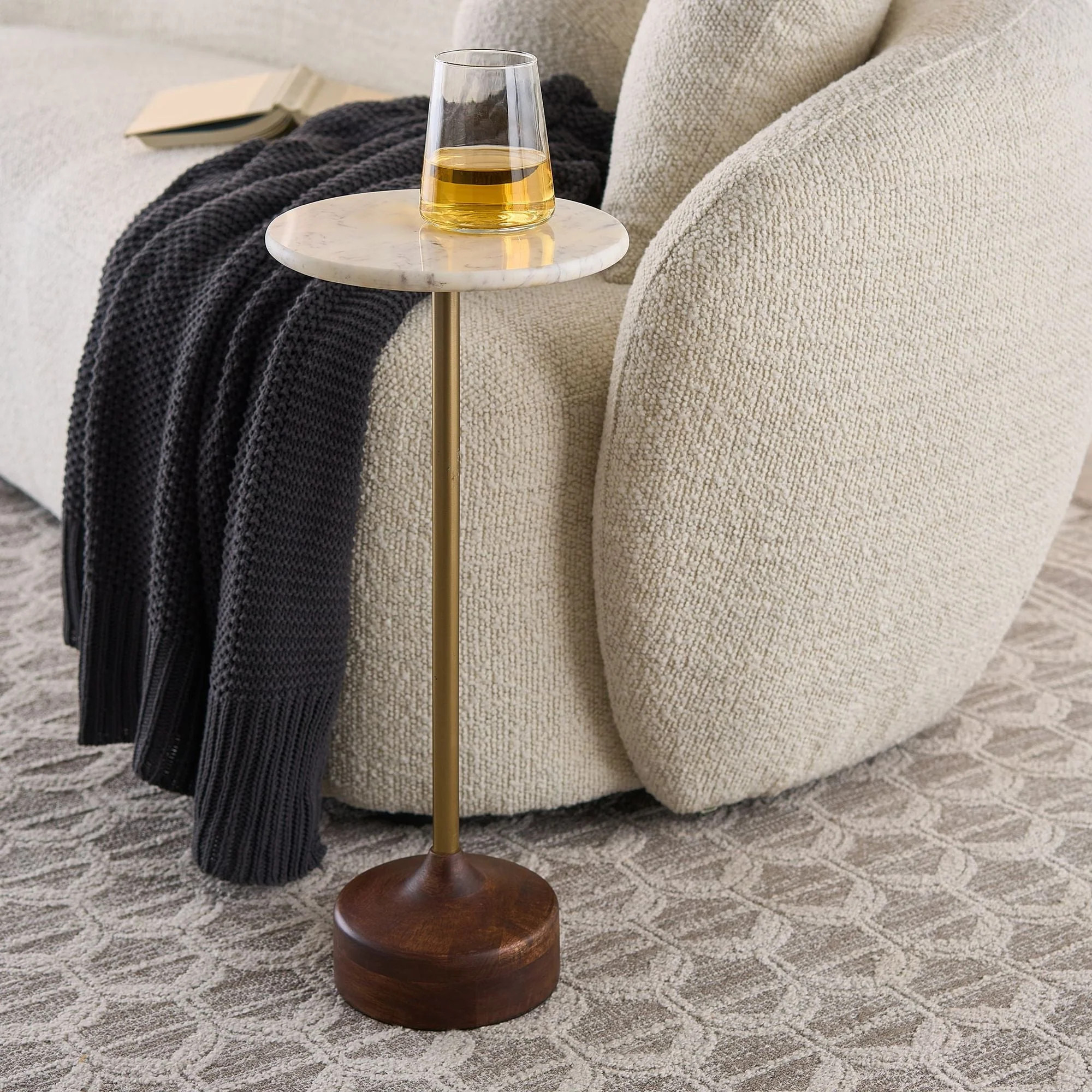 Aster Drink Table, White Marble | Shop Simon