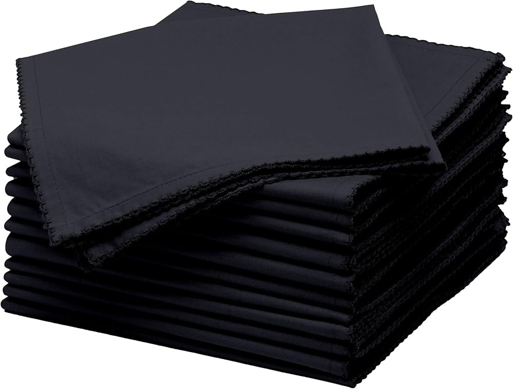 TOSHE Cloth Napkins Set of 6 Washable Cloth Napkins 17x17 inch 100% Cotton Dinner Napkins Black T... | Amazon (US)