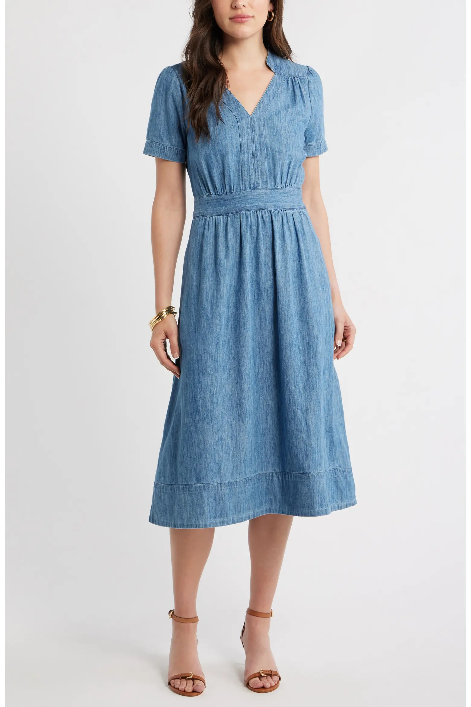 Cotton Chambray Midi Dress (Women) | Nordstrom | Nordstrom