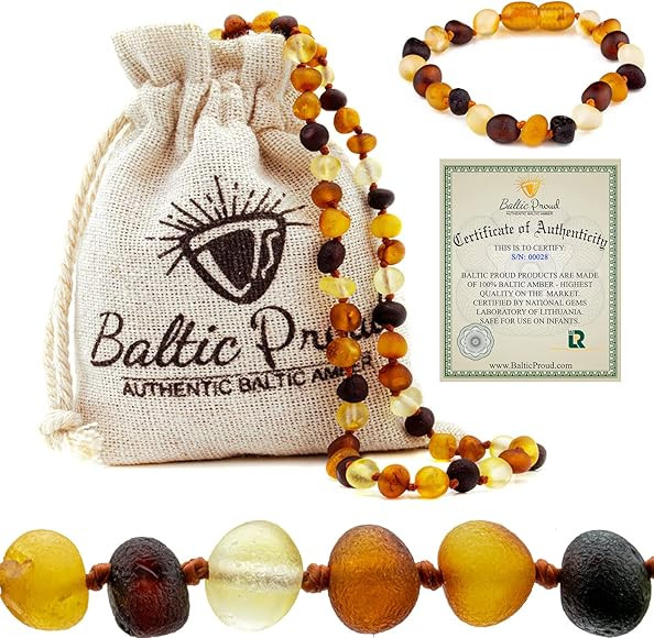 Baltic Proud Raw Amber Necklace and Bracelet Gift Set (Unisex Multi 12.5 Inches/5.5 Inches) - Cer... | Amazon (US)