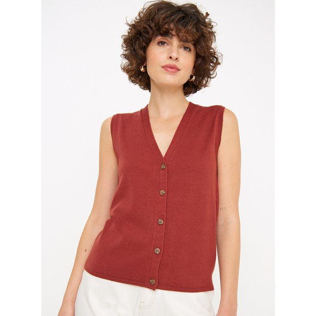 Buy Brown Soft Touch Button-Through Vest 24 | Camisoles and vests | Tu | Tu Clothing