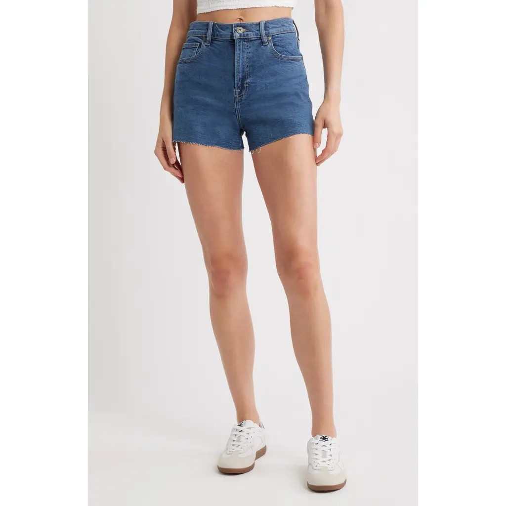HIDDEN JEANS High Waist Cutoff Denim Shorts in Dark Wash at Nordstrom, Size X-Small | Nordstrom