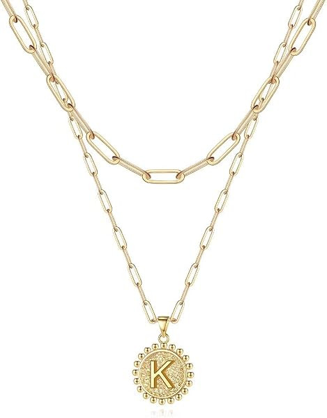 Ursteel Initial Necklace for Women - 14K Gold Plated Dainty Initial Necklaces for Women Trendy, L... | Amazon (US)