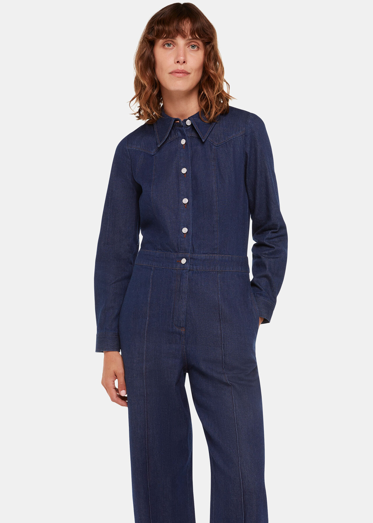 Denim Western Denim Jumpsuit | WHISTLES | | Whistles