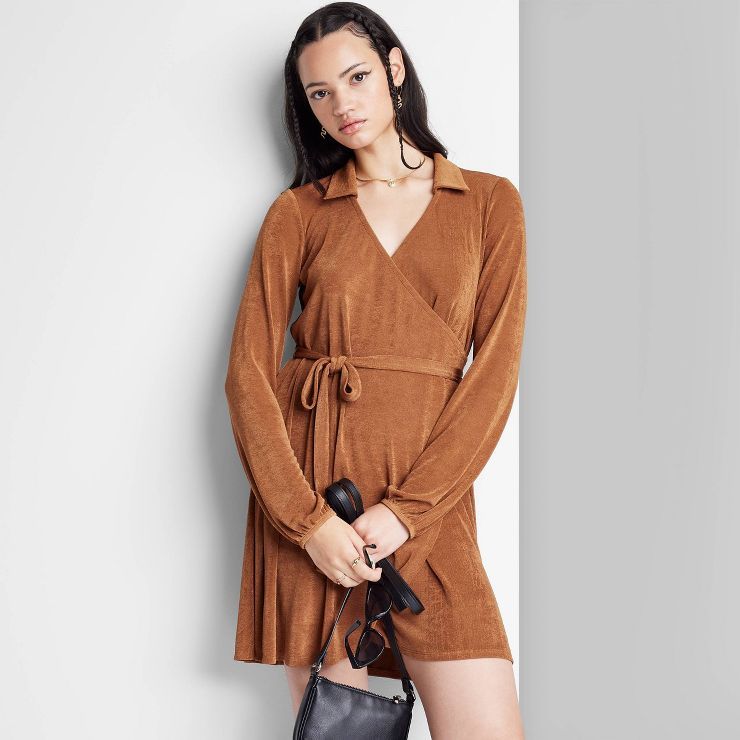 Women's Balloon Long Sleeve Wrap Dress - Wild Fable™ | Target