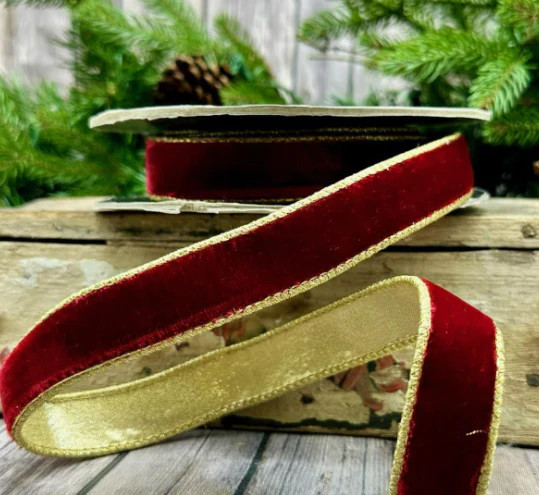 Vintage Red Velvet Ribbon - 1" | 305 Deco Living & Co