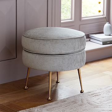 Pietro Mid-Century Round Ottoman | West Elm (US)