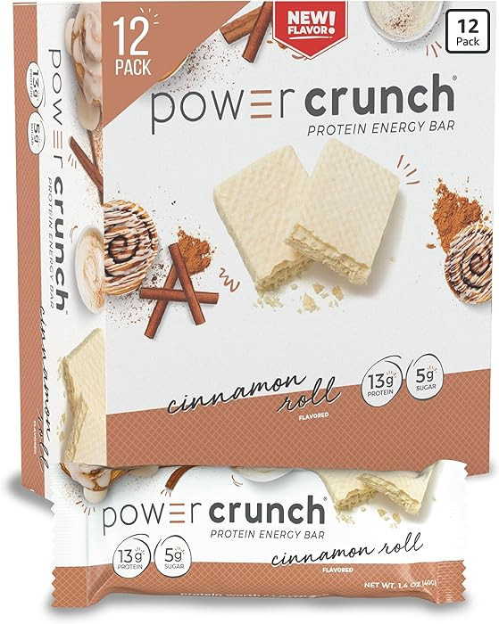 Power Crunch Protein Wafer Bars, High Protein Snacks with Delicious Taste, Cinnamon Roll, 1.4 Oun... | Amazon (US)