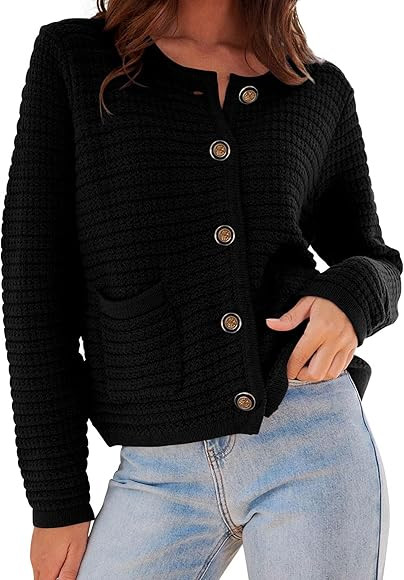 PRETTYGARDEN Womens 2023 Cardigan Sweaters Fall Open Front Button Down Long Sleeve Pockets Casual... | Amazon (US)