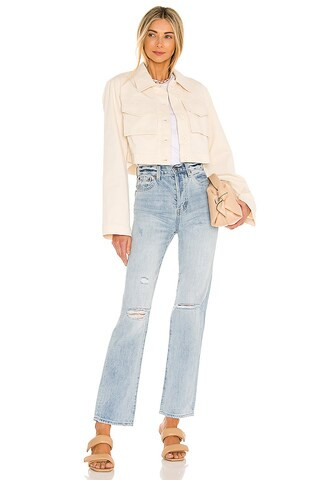 Angeles Cropped Jacket in Ivory | Revolve Clothing (Global)