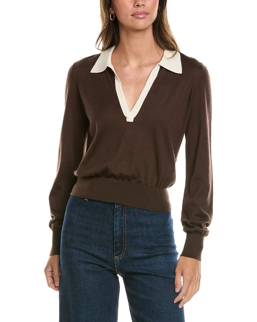 FRAME Denim The Two Tone Cashmere & Silk-Blend Polo Sweater | Shop Simon